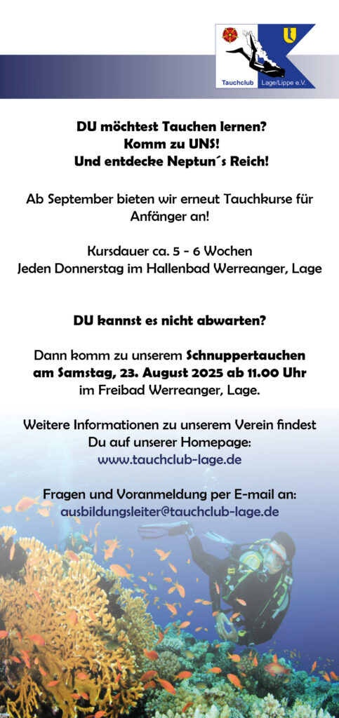 flyer einleger schnuppertauchen dinalang 2025